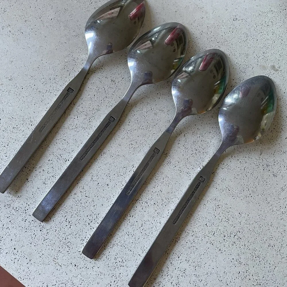 Stanley Roberts Stainless DORETTE Roses Floral Pattern 4 Table / Soup Spoons 7''